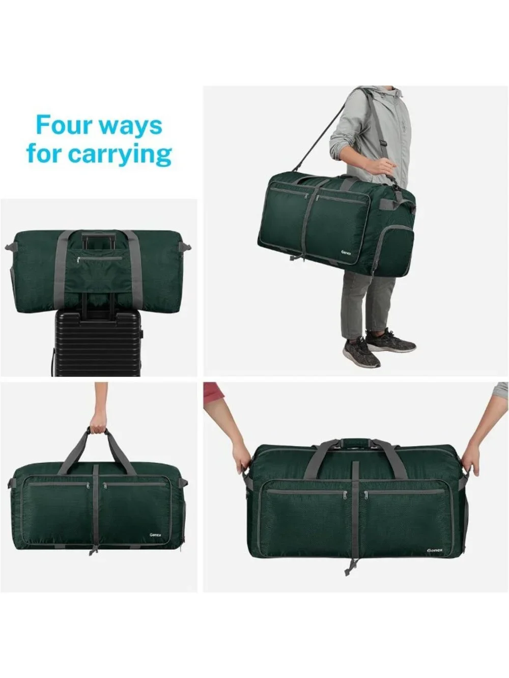 Large Packable Travel Duffle Bag with Shoe Compartment - Lightweight